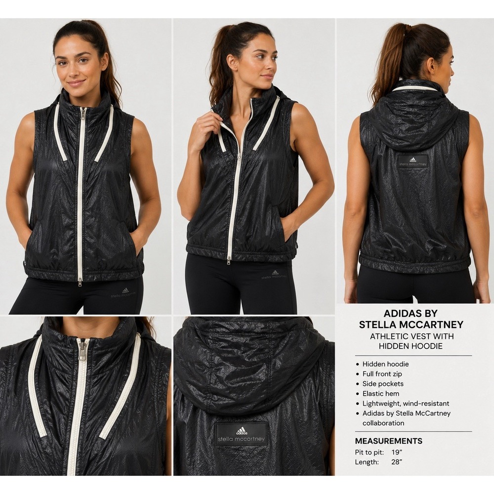 2010 Adidas By Stella McCartney HTF W30542 Hooded Longline Vest Gilet Size Large